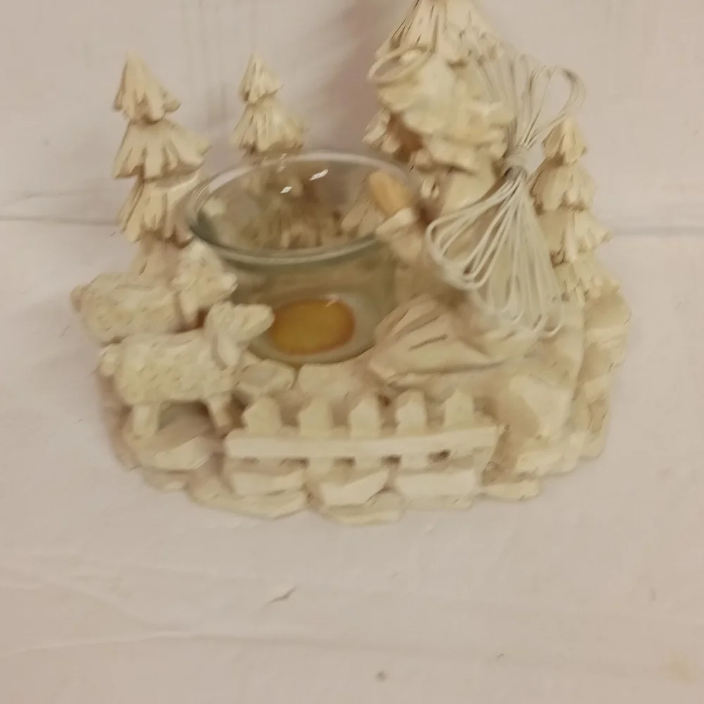 Praying Angel Candle Holder with Sheep Polyresin Christmas Nativity Scene